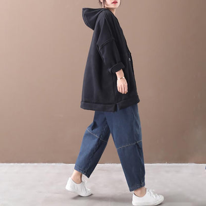 Retro Plus Velvet Warm Hooded Sweatshirt