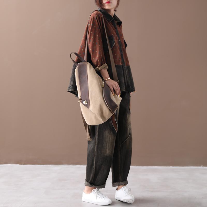 Retro Polka Dot Stitching Casual Suit