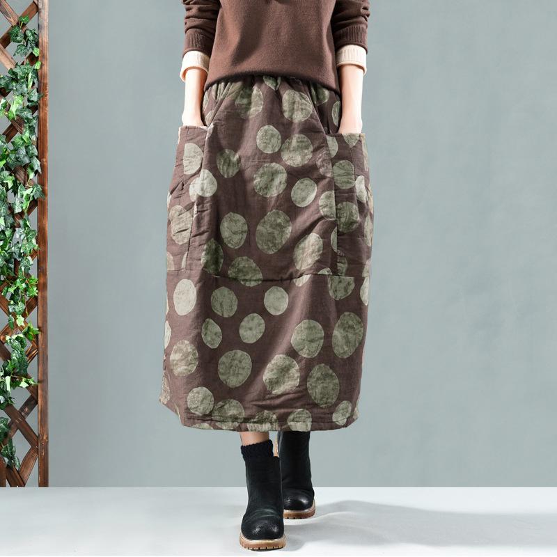 Retro Printed Thick Warm Skirt