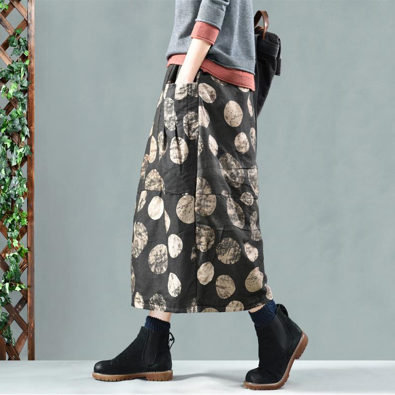 Retro Printed Thick Warm Skirt