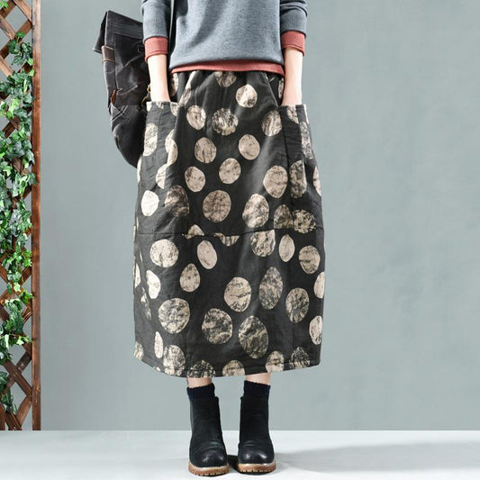 Retro Printed Thick Warm Skirt