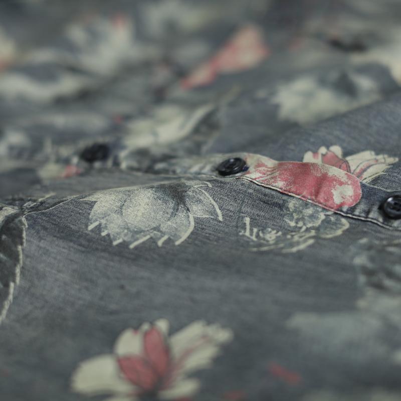 Retro Print Cotton Blouse And Pants