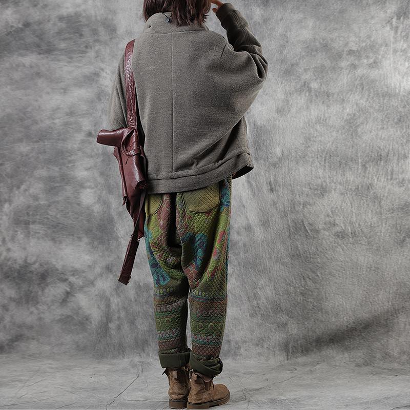Retro Printed Warm Cotton-padded Harem Pants