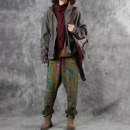Retro Printed Warm Cotton-padded Harem Pants