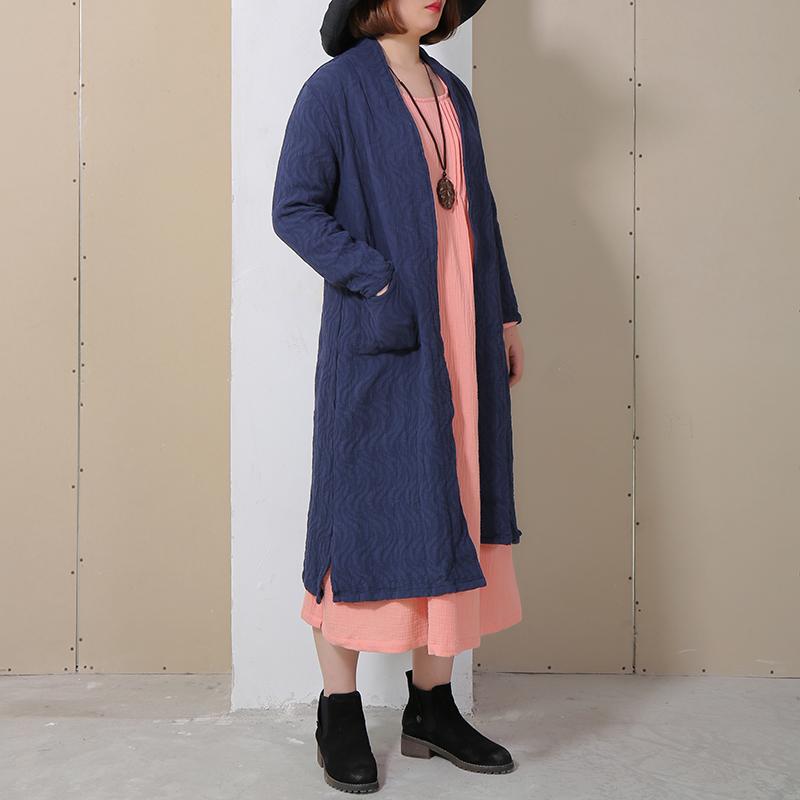 Retro Side Slit Long Sleeve Plain Cardigan Coat