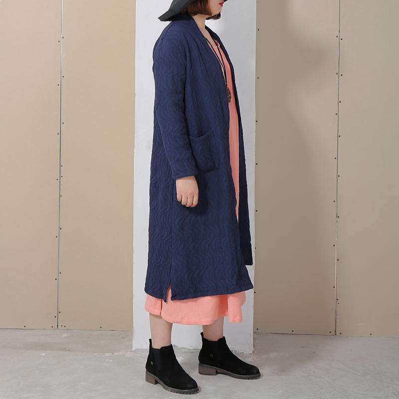 Retro Side Slit Long Sleeve Plain Cardigan Coat