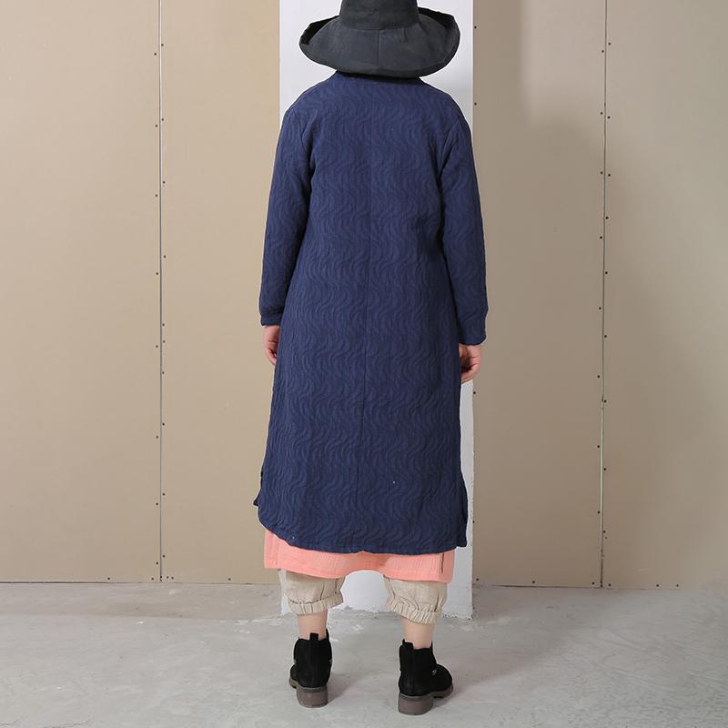 Retro Side Slit Long Sleeve Plain Cardigan Coat