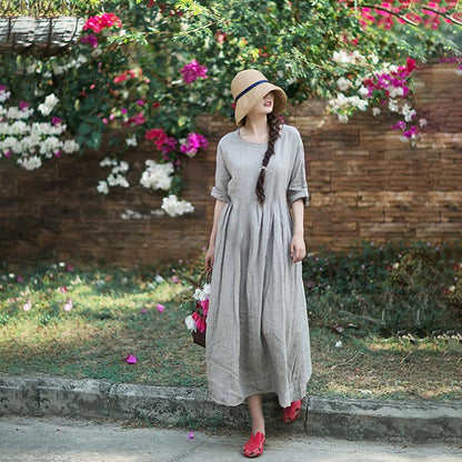 Retro Small Plaid Plus Size Midi Dress