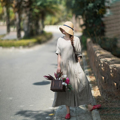 Retro Small Plaid Plus Size Midi Dress