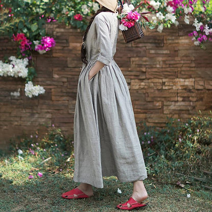 Retro Small Plaid Plus Size Midi Dress