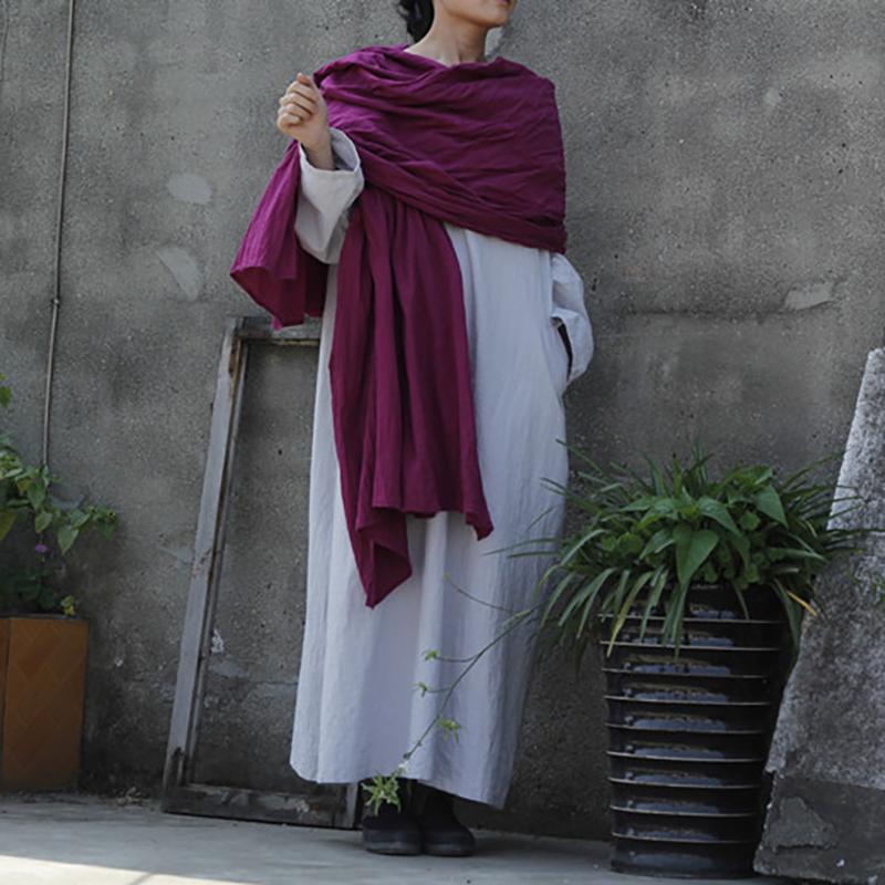 Retro Solid Color Extra Long Scarf