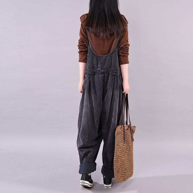 Retro Solid Color New Loose Overalls