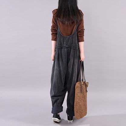 Retro Solid Color New Loose Overalls