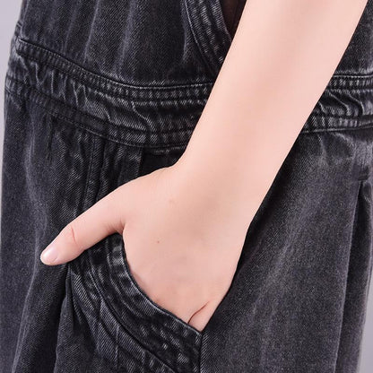 Retro Solid Color New Loose Overalls