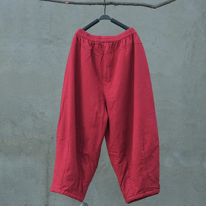 Retro Thick Warm Pure Color Pants