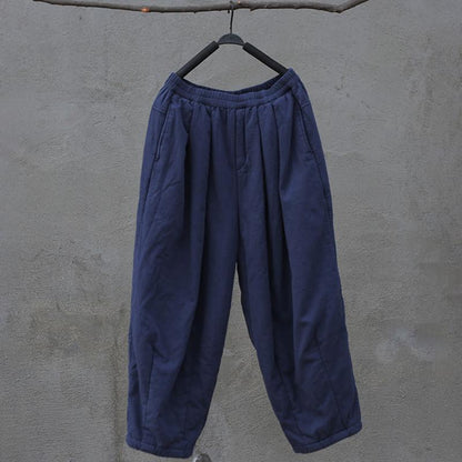 Retro Thick Warm Pure Color Pants