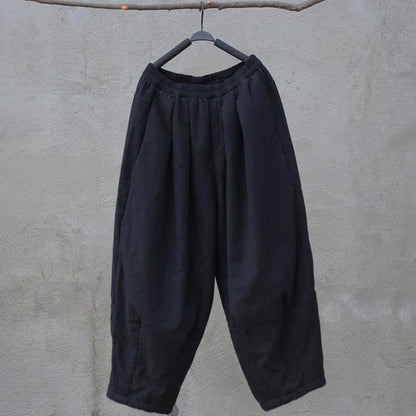 Retro Thick Warm Pure Color Pants