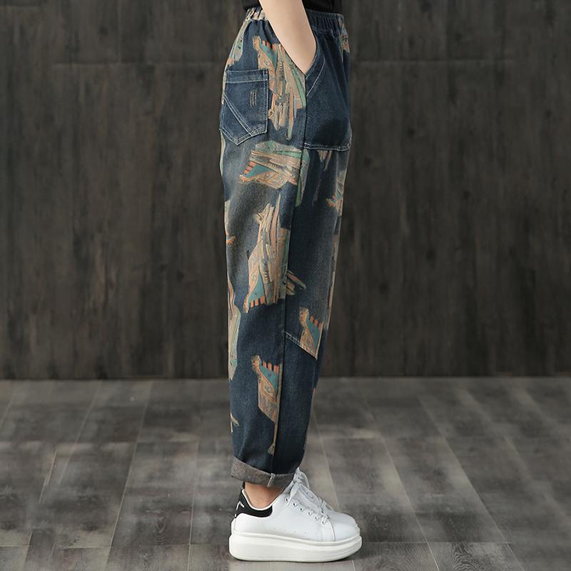 Retro Wild Casual Printed Harem Jeans