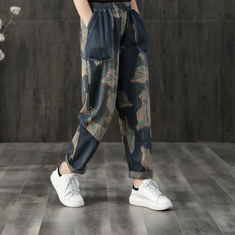 Retro Wild Casual Printed Harem Jeans