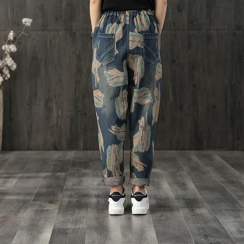 Retro Wild Casual Printed Harem Jeans