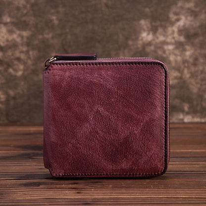 Retro Womens Zipper Leather Purse Wallet