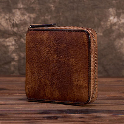Retro Womens Zipper Leather Purse Wallet
