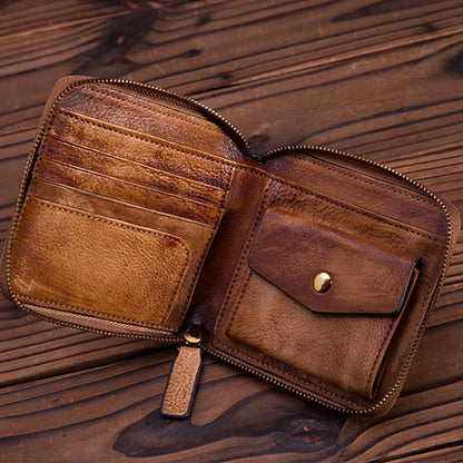 Retro Womens Zipper Leather Purse Wallet