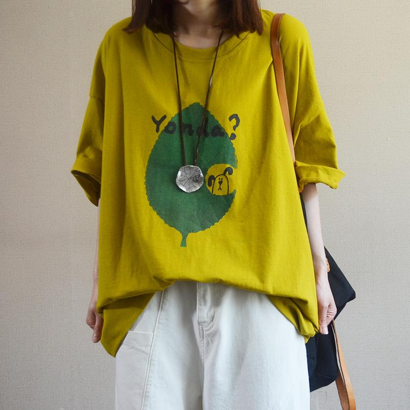 Round Neck Cartoon Loose Casual T-Shirt