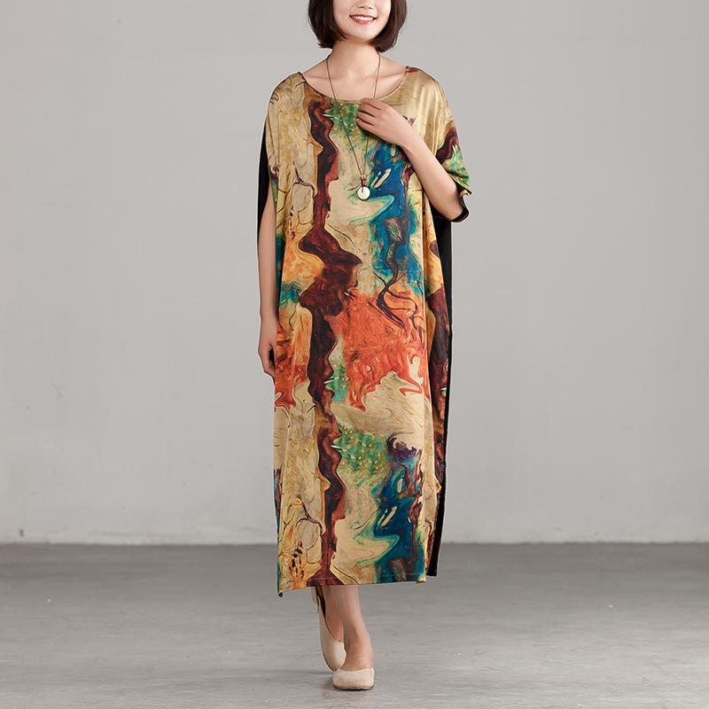 Round Neck Loose Commuter Printing Long Dress