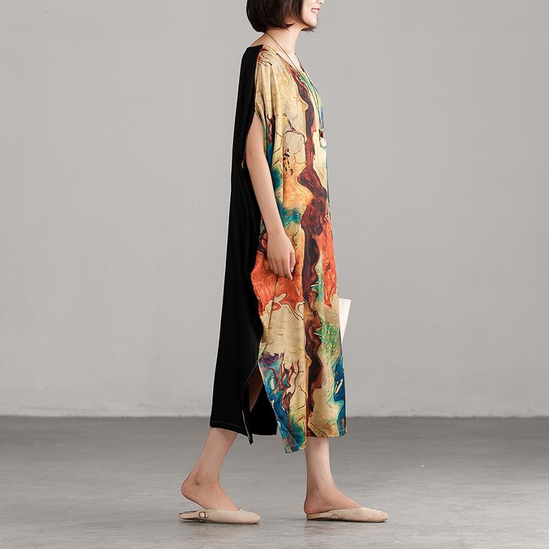 Round Neck Loose Commuter Printing Long Dress