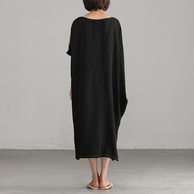 Round Neck Loose Commuter Printing Long Dress