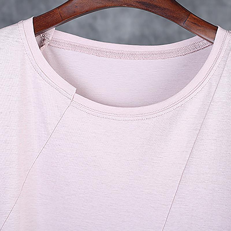 Round Neck Oblique Collar Stitching Comfortable T-Shirt
