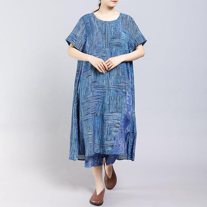Round Neck Striped Blouse And Wide Leg Pants