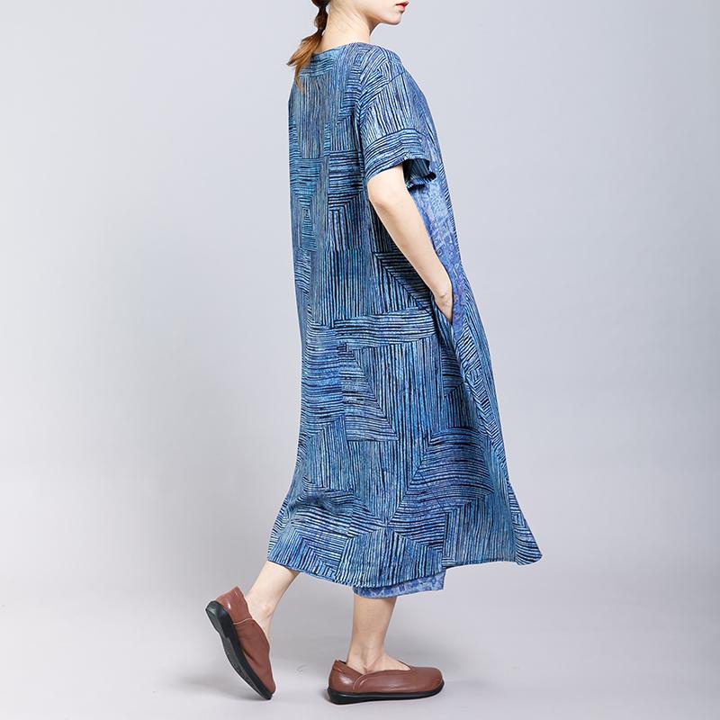 Round Neck Striped Blouse And Wide Leg Pants