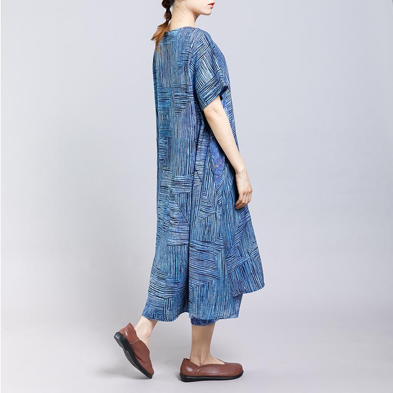 Round Neck Striped Blouse And Wide Leg Pants