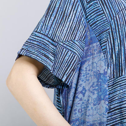Round Neck Striped Blouse And Wide Leg Pants