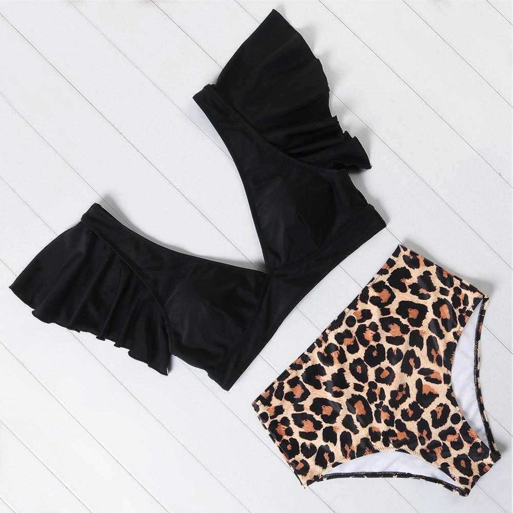 Ruffle Swimwear Women V Neck 2020 Sexy High Waist Swimsuit Biquini - Zebrant