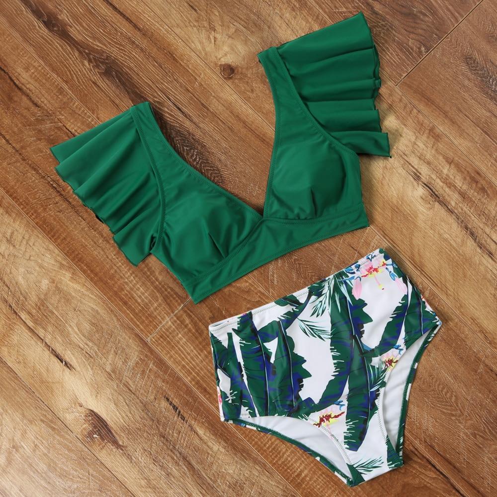 Ruffle Swimwear Women V Neck 2020 Sexy High Waist Swimsuit Biquini - Zebrant