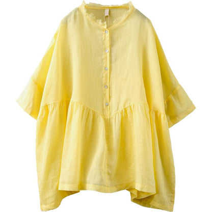 Ruffle Collar Spliced Batwing Sleeve Blouse