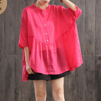 Ruffle Collar Spliced Batwing Sleeve Blouse