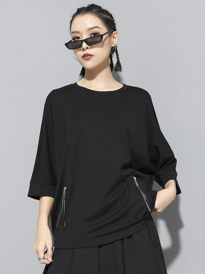Casual Zipper Half-Sleeve T-Shirts