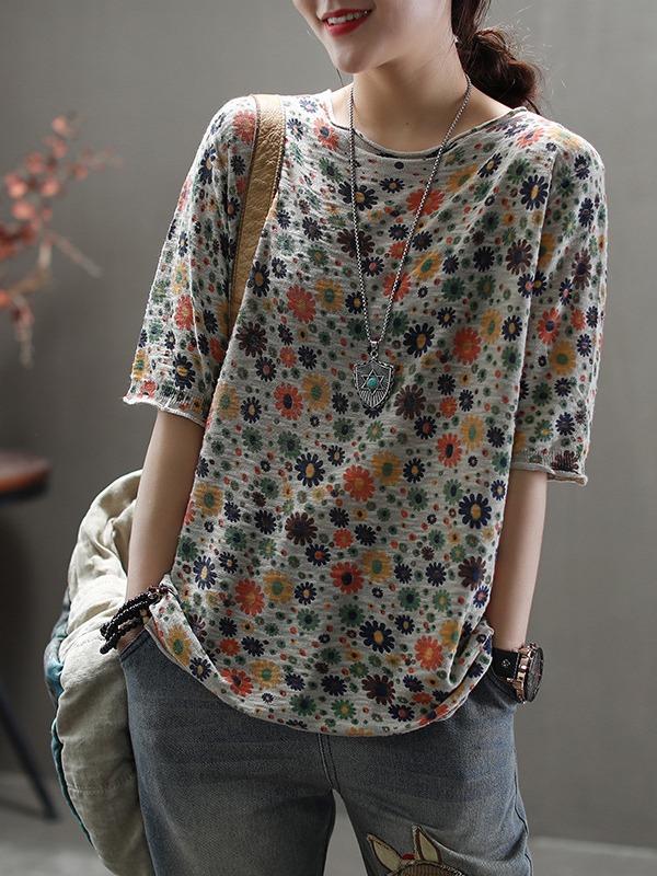 National Floral Half-Sleeve T-Shirt