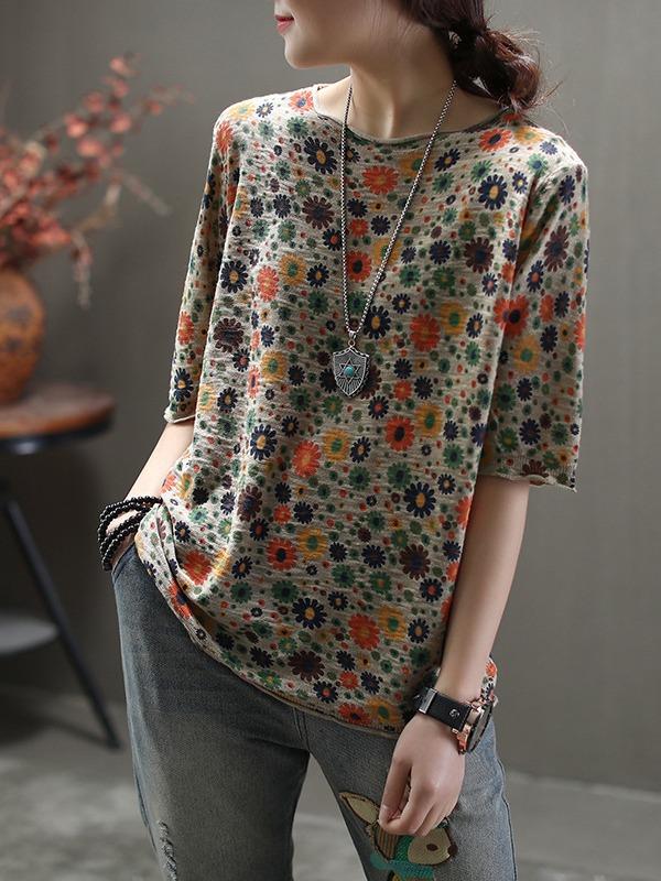 National Floral Half-Sleeve T-Shirt