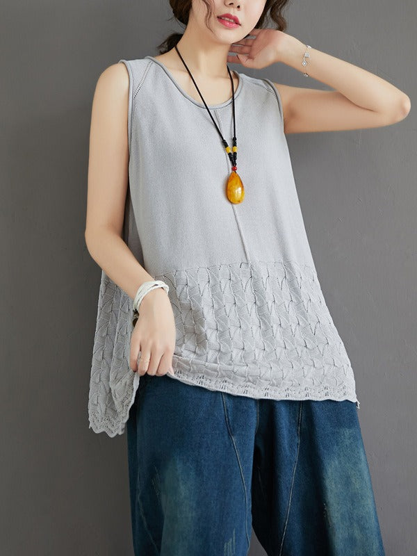 CASUAL KNITTING SLEEVELESS A-LINE VEST