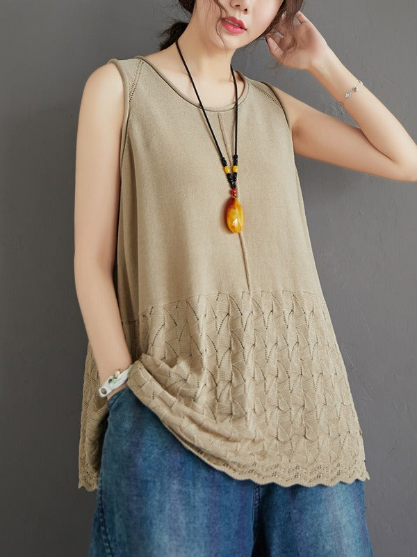 CASUAL KNITTING SLEEVELESS A-LINE VEST