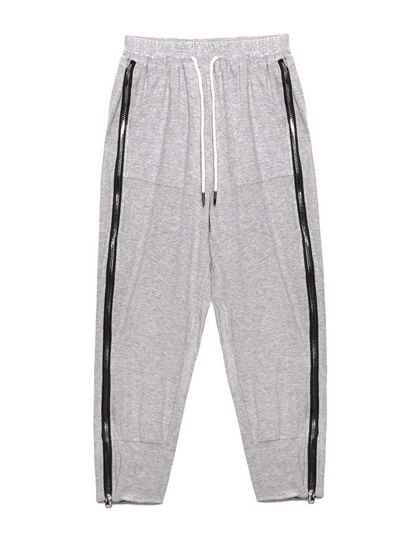 Plus Size Loose Lac-Up Zipper Sports Pants