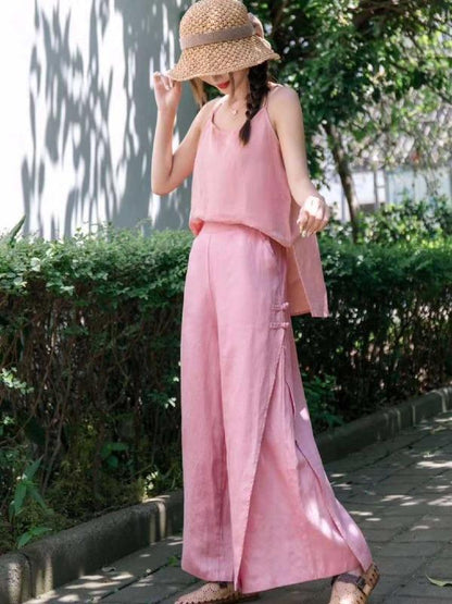 Casual Split-Side Wide Leg Culotte& Pants