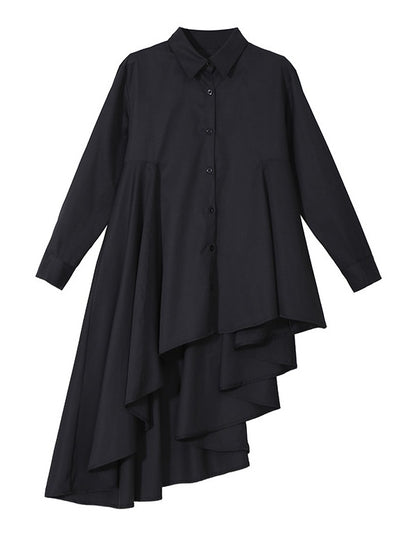LOOSE BLACK CROPPED PLEATED SHIRT