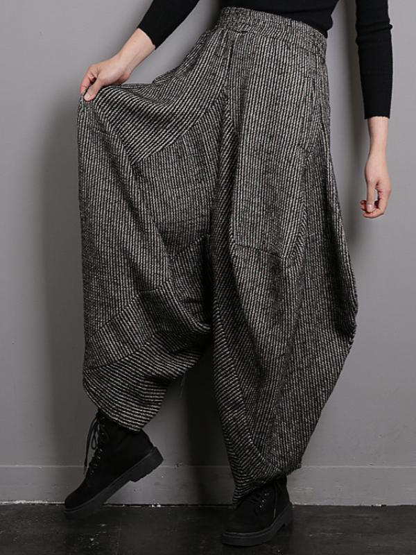 Vintage Knitted Thickening Asymmetric Lantern Wide Leg Pants