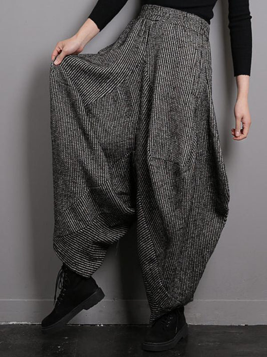 Vintage Knitted Thickening Asymmetric Lantern Wide Leg Pants